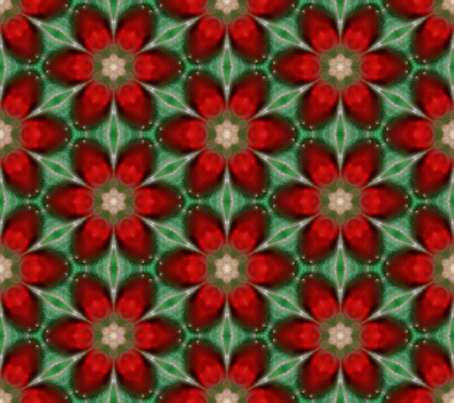 Soft Red Flower Bursts in Two Toned Green Seamless Square for Tiling