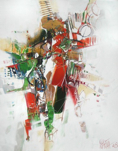 Green and red outlined shapes on white