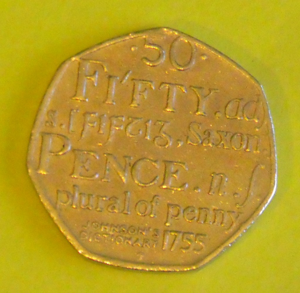 50 Pence 2005 - Johnson's Dictionary 1755 - tails