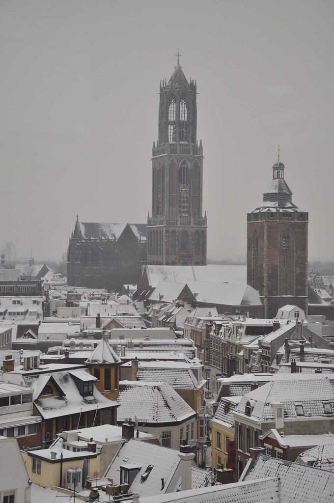 Utrecht city under a blanket of snow
