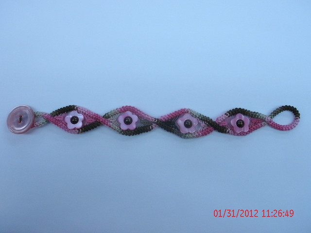 Pink Cocoa Romanian Point Lace Bracelet