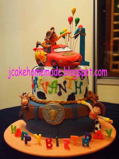 Cowboy theme birthday cake