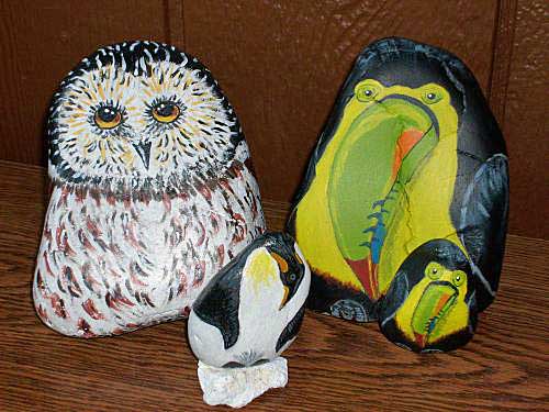 Painted Rock Birds | A trio of bird species painted on rocks… | Flickr