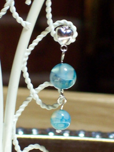 Blue Agate & Silver heart stud earrings | by slmjacs