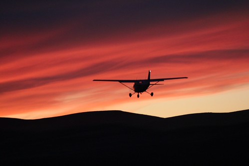 Plane Landing At Sunset by mgfireus,