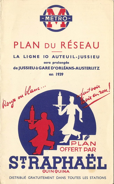 1939 Paris Metro folder map cover - CMP Plan Chemin de Fer Metropolitain de Paris
