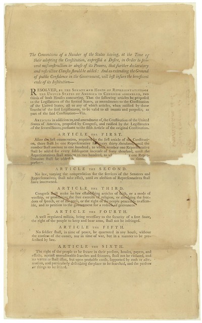 Proposed Amendments to the U.S. Constitution, 09/14/1789 (page 1 of 2)