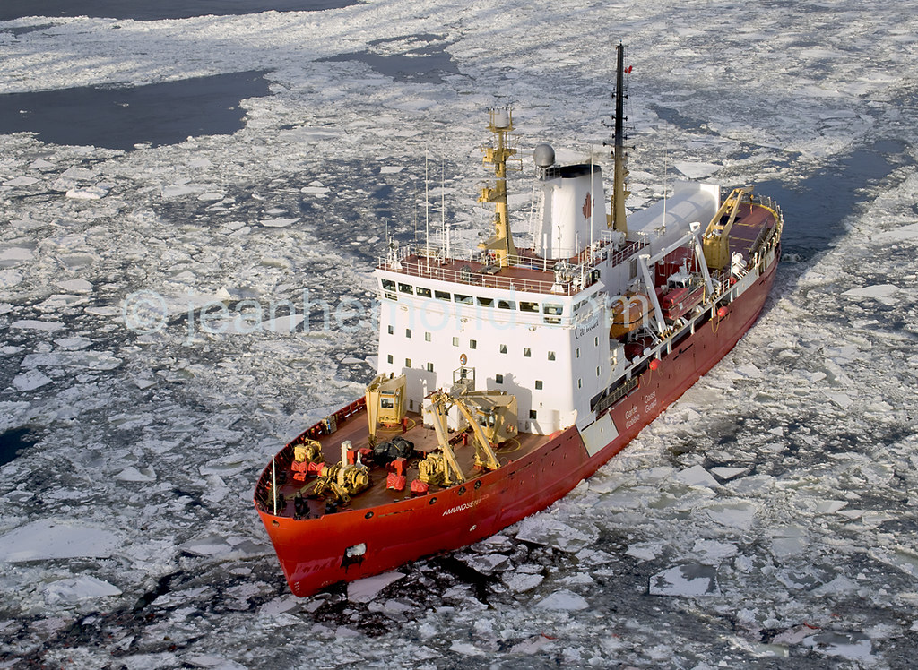 CANADIAN COAST GUARD ICEBREAKER CCGS AMUNDSEN AERIAL WITH FOREGROUND ...