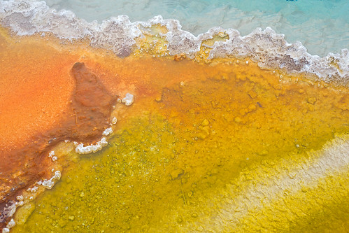travel blue vacation orange usa white nature colors yellow landscape geotagged spring nikon yellowstonenationalpark yellowstone wyoming nikkor westthumb ynp wy runoff 50mmf2ai westthumbgeyserbasin d7000 thermalhotspring bruceoakley