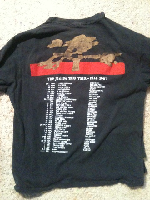 U2 tour shirt 1987 back