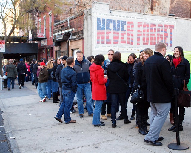 People queuing to be seated at the No. 1 Front Street Restaurant, Brooklyn, New York City