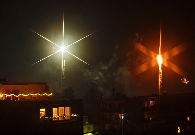 Happy New Year 2012, Firework Impressions over Geilenkirchen, NRW, Germany, 07