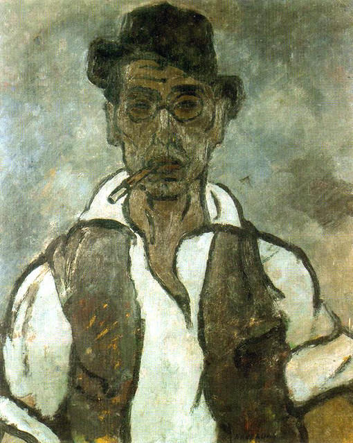 Barradas, Rafael  (Uruquayan, 1890-1929) - Man with Hat Smoking-  s.d.