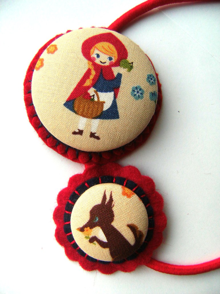 Little Red Riding Hood Covered Button Felt Headband