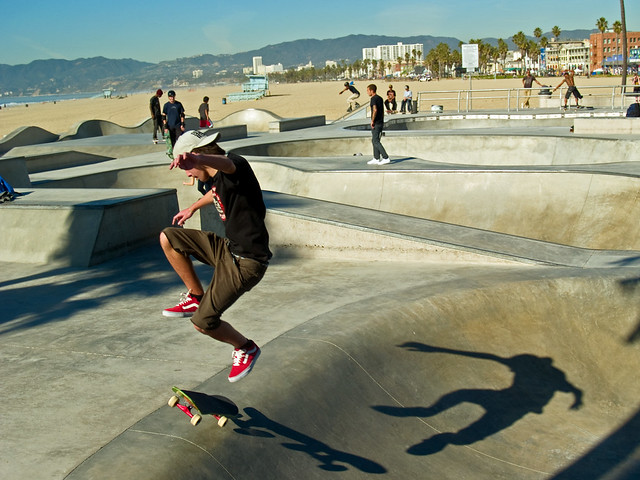 Skateboarder and shadow