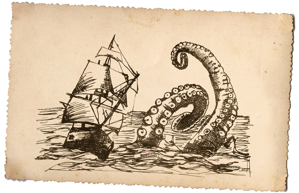 Diseño de cerveza artesanal Flickr Kraken Ship Dibujo retro