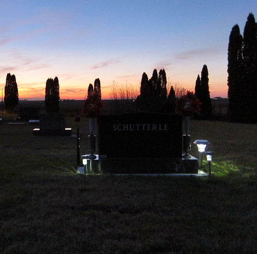 Cemetery Visit near Marengo Iowa 12-18-11 12 by anothertom, sunset cemetery scenery dusk headstones iowa local marengo smalltown ohiocemetery canonpowershots95