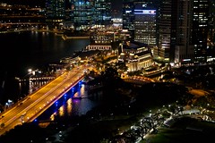 The Fullerton hotel with CBD and Singapore river at night