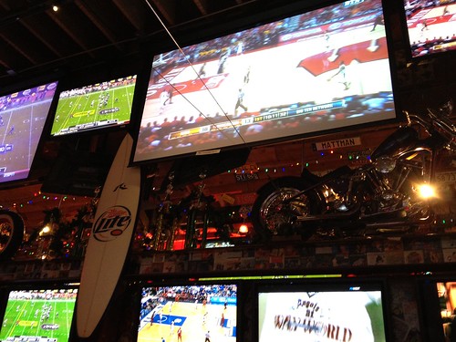 At Barney's Beanery, watching Badgers Basketball.