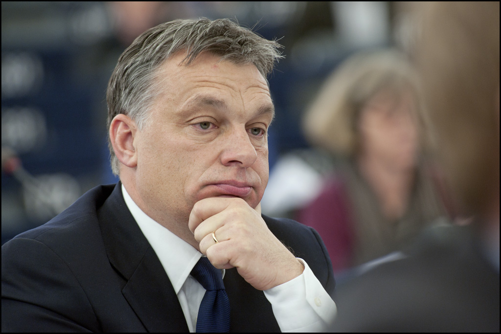 Victor Orban during the debate on the political situation in Hungary
