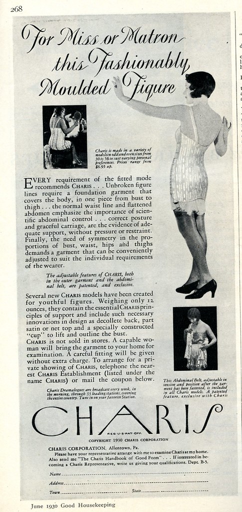 Charis corset advertisement, 1930 | genibee | Flickr