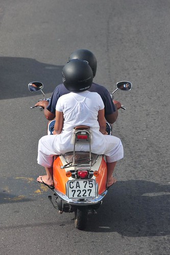 Couple on a motor scooter