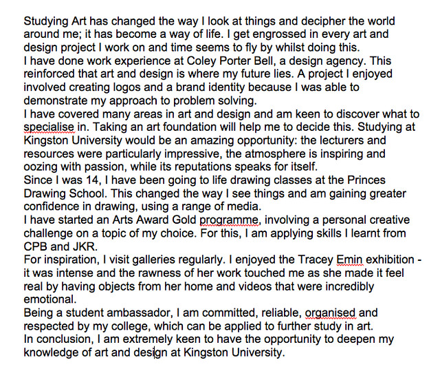personal statement about art