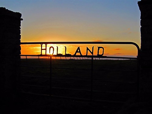 sunset orange silhouette gate papawestray hollandfarm