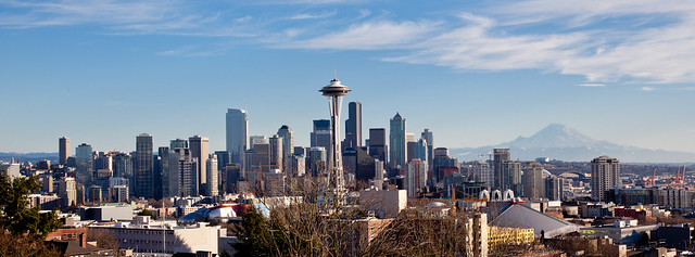 Seattle Daytime Skyline and Mt. Rainier from Kerry Park