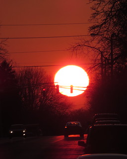 A sunset in Beech Grove, Indiana at the start of Spring.