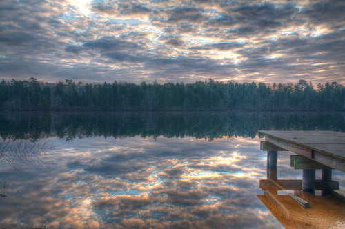 lake reflection water clouds sunrise hrd