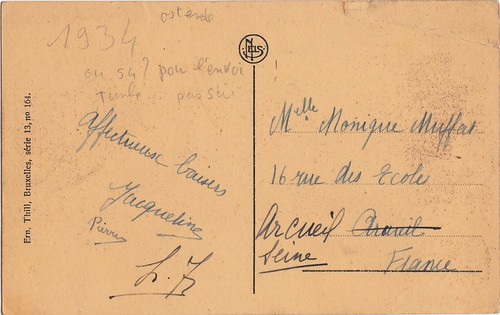 ostende  envoi en 1934 ,1954 semble pas bon voir timbre  verso | by lilas59