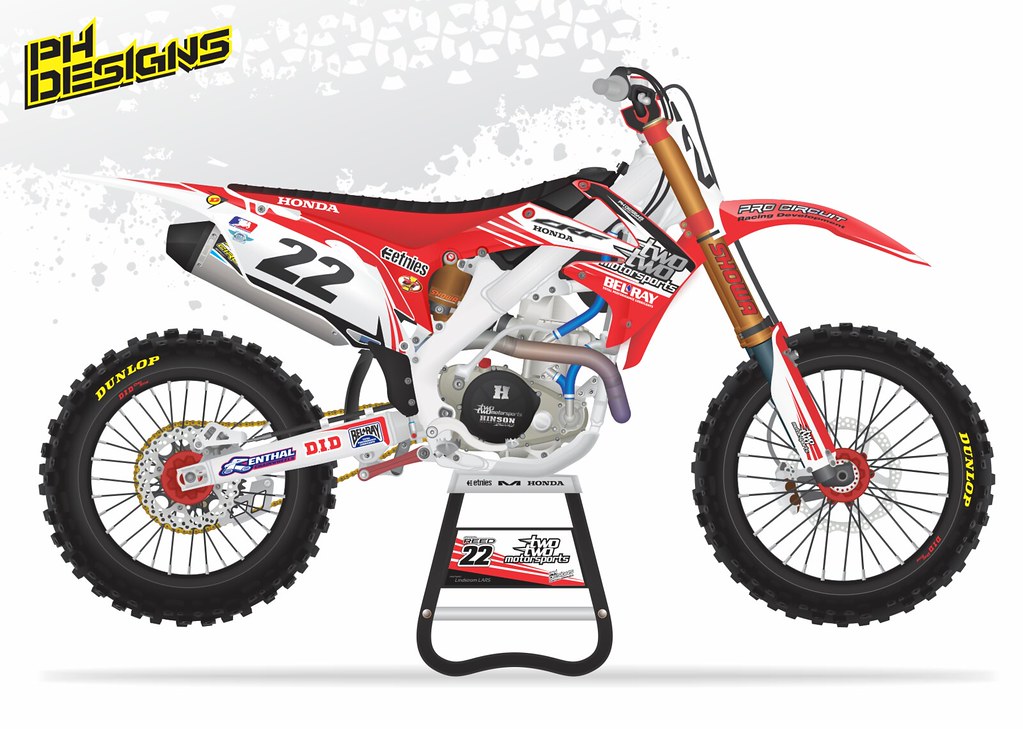 Newray 1:6 Honda CRF450R #22 Chad Reed TwoTwo Motorsports Motorcycle Model Red 