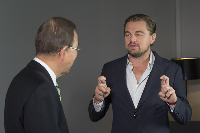 Secretary-General with UN Messenger of Peace Leonardo DiCaprio