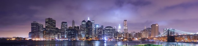 lower manhattan at night from brooklyn heights