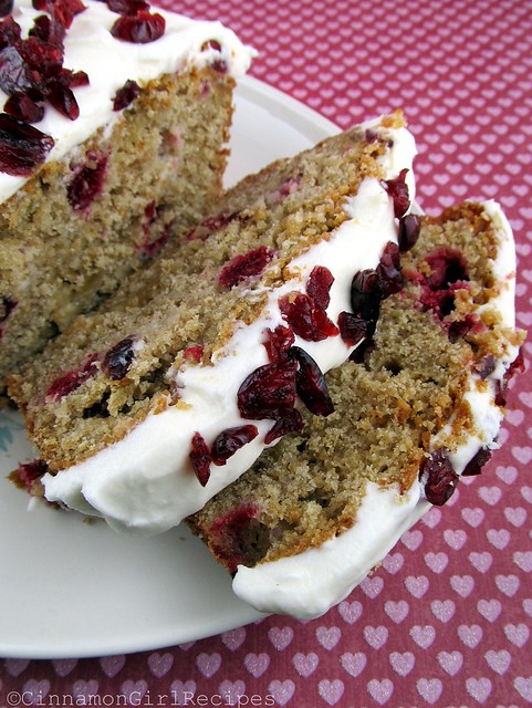 Cranberry Ginger White Chocolate Bread w/ Cream Cheese Frosting