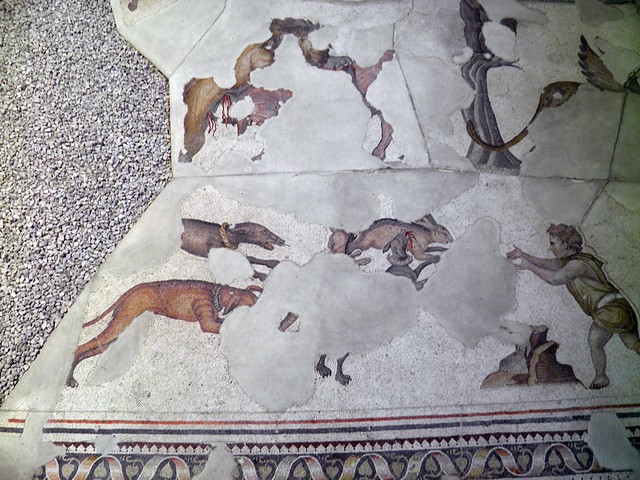 Detail of the 6th century mosaic floor from the Palatium Magnum (Constantinople's Great Palace), Palace Mosaic Museum, Istanbul