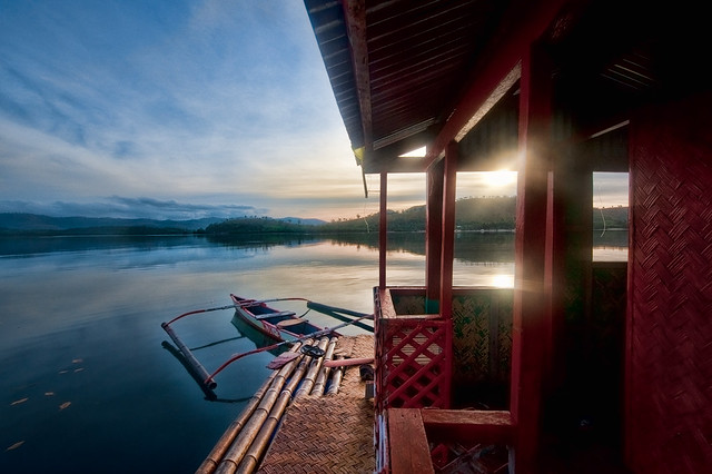 A canoe at sunrise