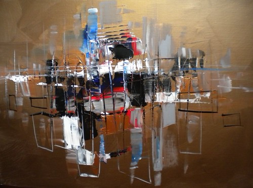 Small city-like band reflected on warm brown