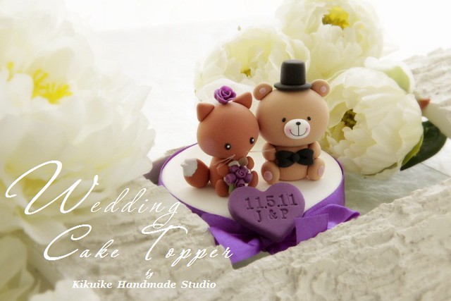 Wedding Cake Topper-love bear & fox