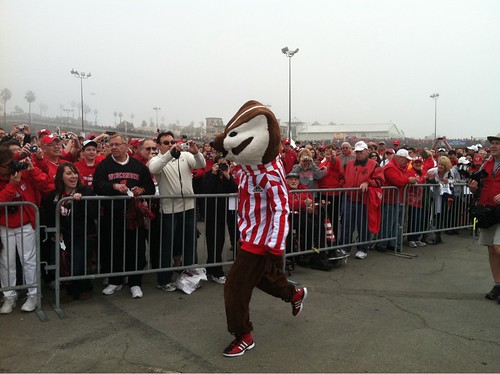 Bucky Badger has arrived at #Badgers Party at the Pier #RoseBowlUW  http://t.co/SlOaNhA3