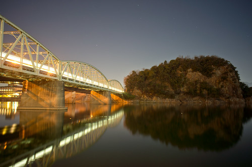 bridge light reflection japan night river slow dusk sony shutter f28 30sec e16mm 犬山橋 nex5n inuyamabashibridge