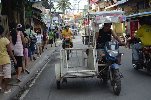tricycles on the main road of Boracay in Philippines