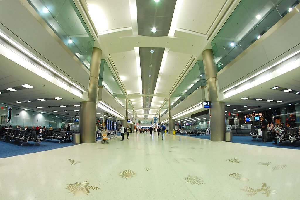 miami international airport | terminal d | fisheye view of