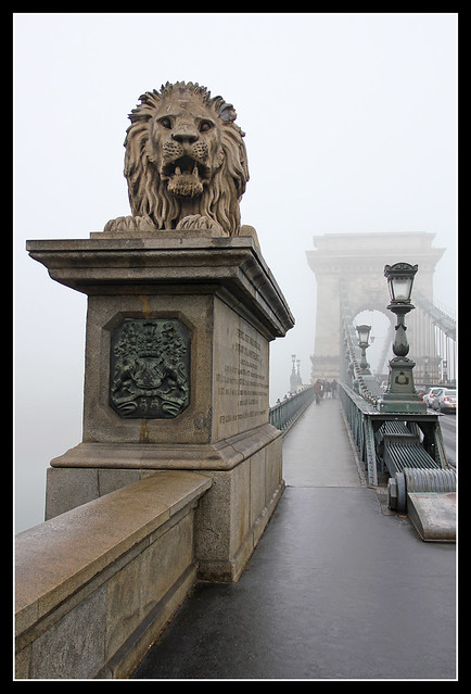 Foggy Chain Bridge - the lion