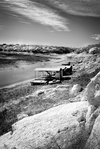 houses bw white house black rain canon austin river landscape ir photography boat bed texas tx dry drought riverbed infrared mm boathouse arid pedernales 2012 30d 2470mm 2011 spicewood 2470 720nm