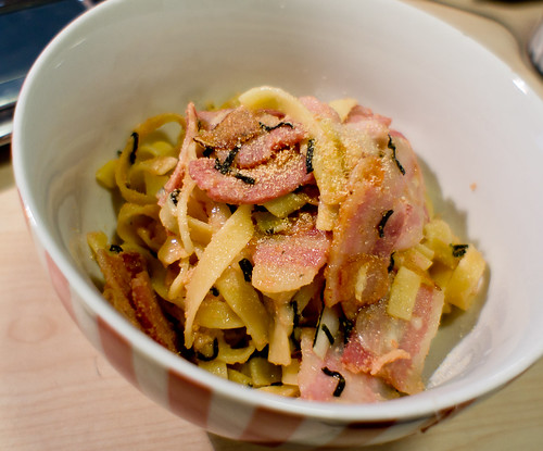 Japanized pasta with Mentaiko & Bacon