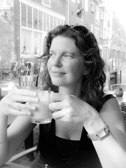 Hanneke, Amersfoort 2011: Enjoying her coffee