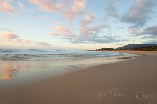 ocean morning pink beach clouds sunrise waves australia newyear nsw 2012