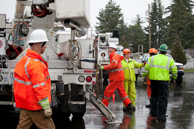 Crews from Galbraith Power in Seatac